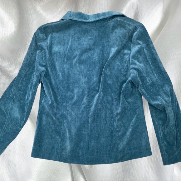 Y2k teal blue corduroy button up collared coat - Picture 5 of 5